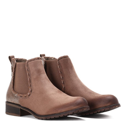 Brązowe sztyblety ze zwierzęcym tłoczeniem Georgette - Obuwie