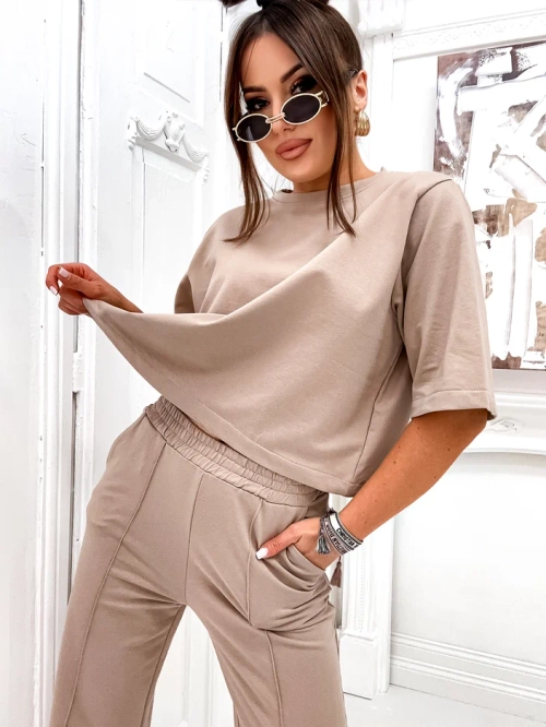 Royalfashion Жіночий комплект з бавовни з розширеними штанами