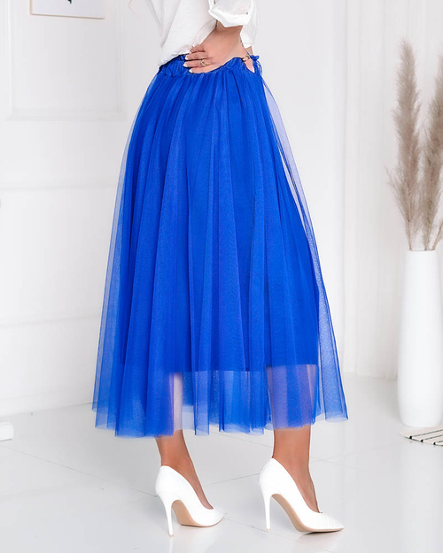 Жіноча двошарова спідниця міді кобальтового кольору - Одяг