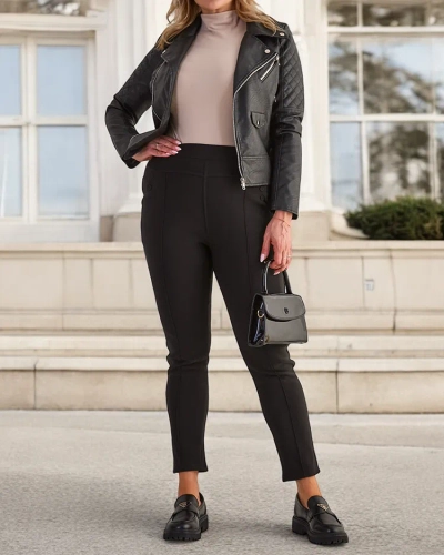 Royalfashion Zateplené dámské tregínové kalhoty PLUS SIZE