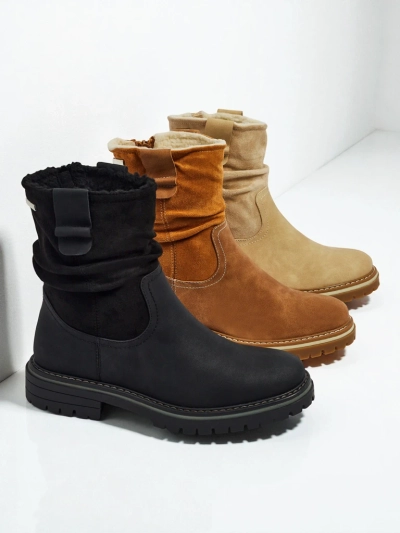 Vyšší dámské eko semišové kotníkové boty Liora