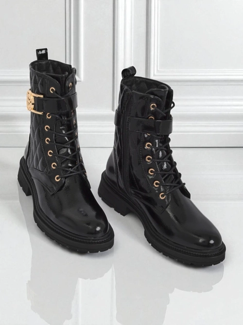 Жіночі стьобані черевики з екологічної лакованої шкіри Opal Verge