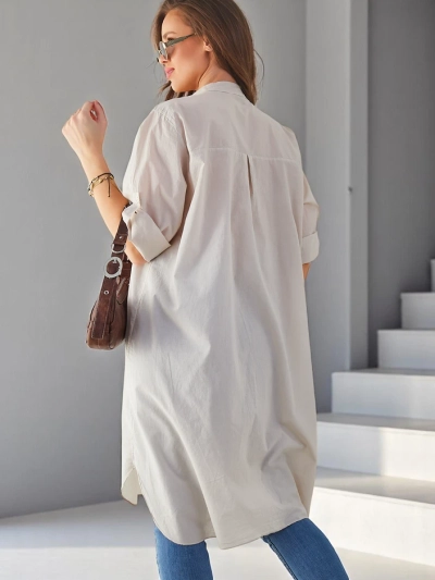 Royalfashion Bavlněná dlouhá oversized košile pro ženy