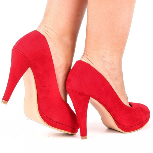 Czerwone czółenka na platformie - Obuwie