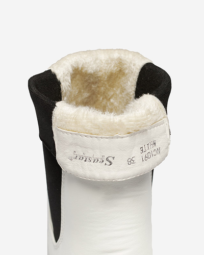 Bílé vysoké kozačky pro ženy s hranatou špičkou Ludiz- Footwear
