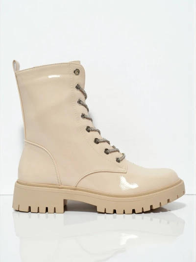 Lakované šněrovací dámské boty na platformě Fjorra