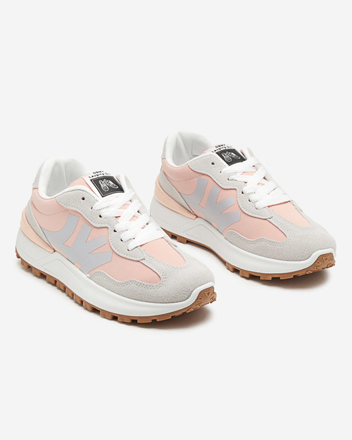 Рожеві жіночі кросівки з сірими вставками Narisa