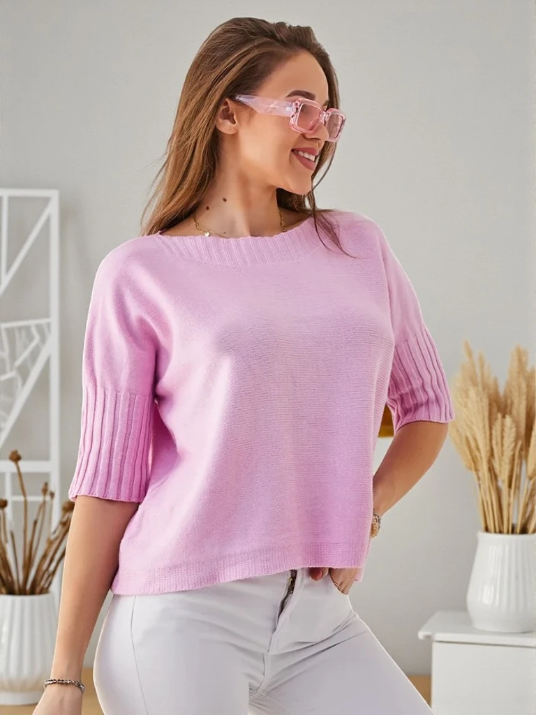 Royalfashion Ženský viskózový svetr s krátkými rukávy