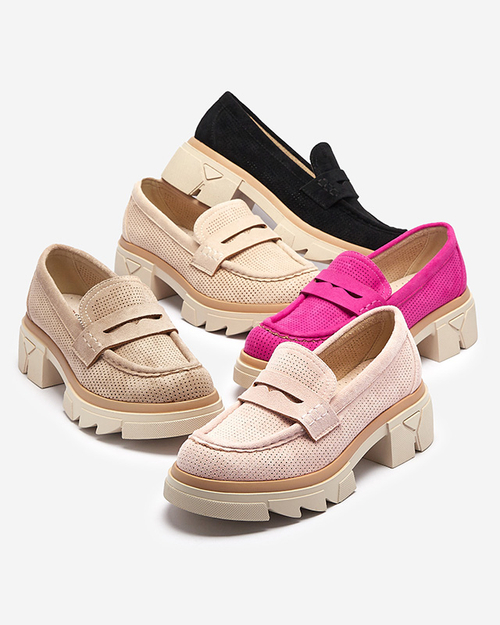 Світло-коричневі жіночі ажурні мокасини на суцільній підошві Ejina - Взуття