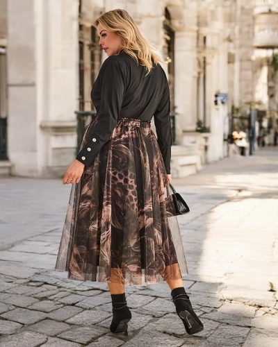 Royalfashion Dvouvrstvá midi sukně pro ženy