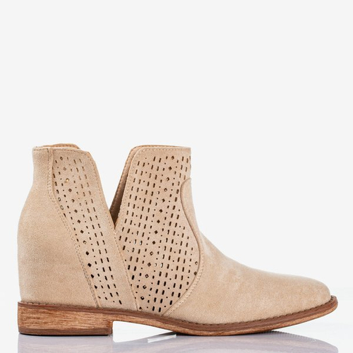 Бежеві чоботи на закритому клиновому каблуці ковбой Бесіс - Взуття 1