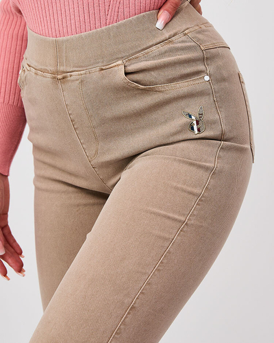 Royalfashion Сині жіночі штани-теггінг з нашивкою