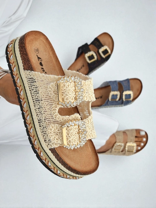 Royalfashion Жіночі мюлі з пряжками зі стразами GlamCork