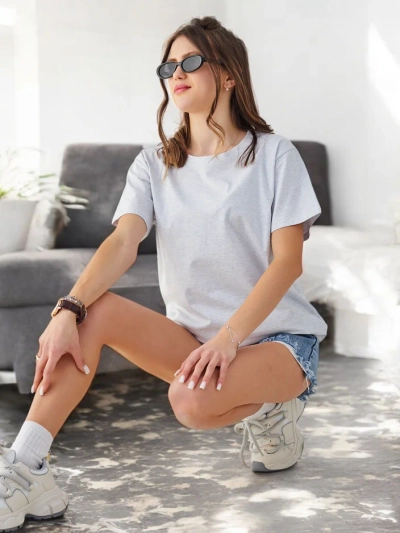 Royalfashion Dámské bavlněné casual tričko s kulatým výstřihem