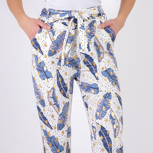 Білі жіночі штани з принтом