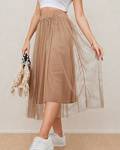 Royalfashion Dámská dvouvrstvá midi sukně