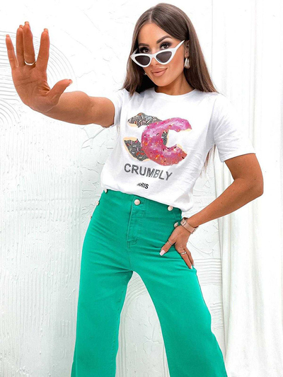 Royalfashion Жіноча футболка з принтом та цирконами