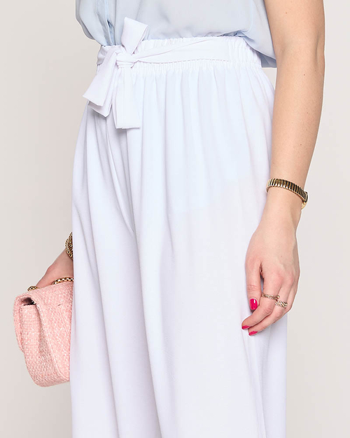 Широкі жіночі штани-палацо білого кольору - Одяг