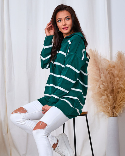 Royalfashion Dámský zelený svetr s rozepnutým rolákem