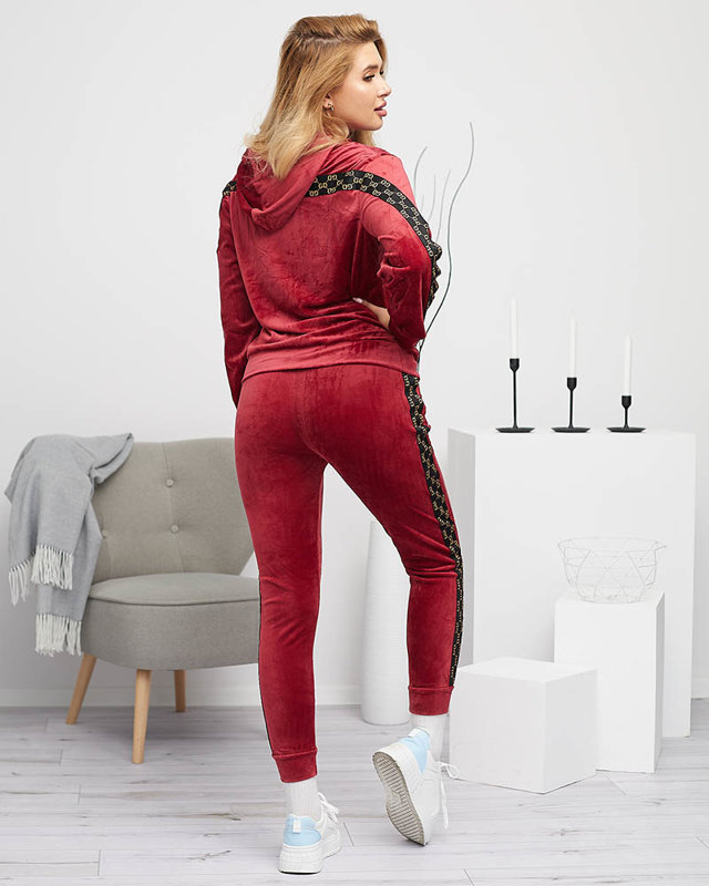 Dámská tepláková souprava s kaštanovými pruhy - Oblečení