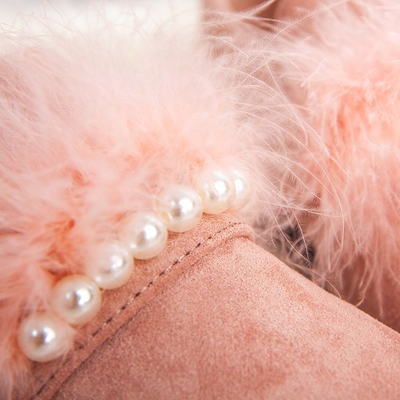 Růžové boty s peřím Straus - obuv