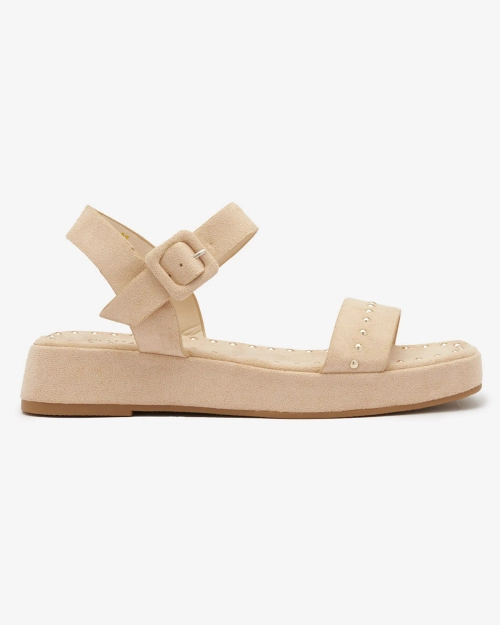 Бежеві жіночі босоніжки зі стразами Franssia - Взуття