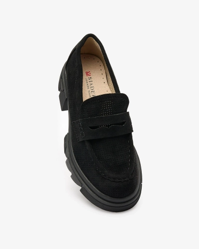 Royalfashion Černé dámské ažurové mokasíny Lace Glide