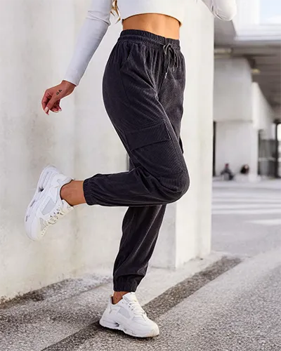 Royalfashion Dámské žebrované kalhoty