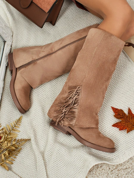 Dámské kozačky eko semišové s vrškem Ismara