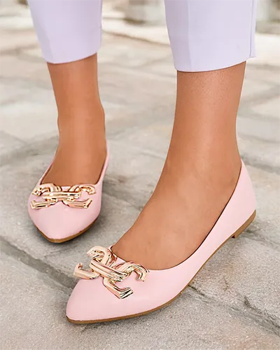 Royalfashion Чорні балетки для жінок з прикрасою на носку Figgda