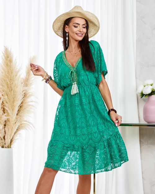 Жіноча мереживна сукня Royalfashion темно-зеленого кольору