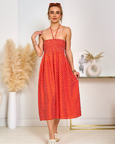 Royalfashion Dámské puntíkované šaty ke kolenům