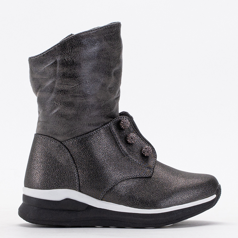 Dětské grafitové kozačky se zirkony Kositi - Obuv