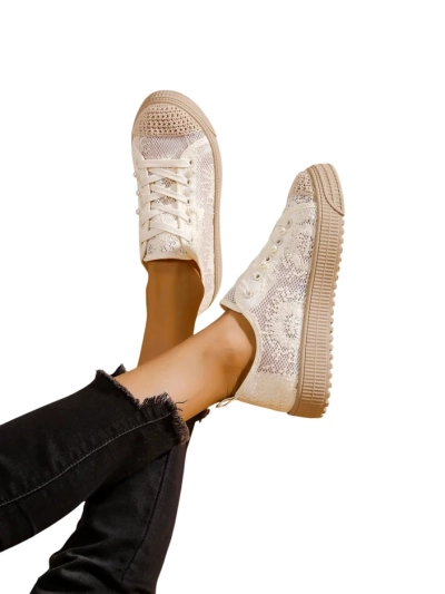 Royalfashion dámské krajkové tenisky se třpytkami Nille