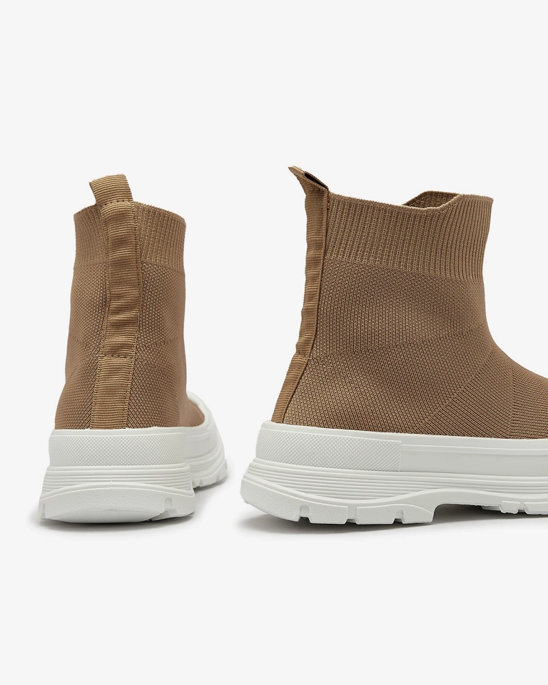 Světle hnědé dámské nazouvací vysoké sportovní boty a'la sneakers Vertiks - Obuv