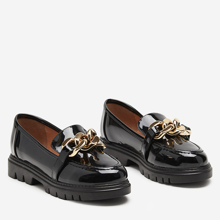 Černé dámské boty se zlatým řetízkem Dradia - Obuv