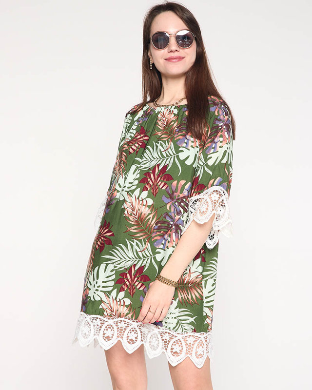 Dámská zelená tunika s listy - Oblečení