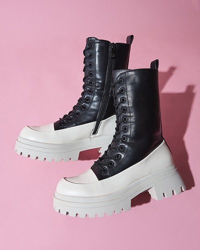 Černobéžové dámské vysoké kozačky Susker - Obuv