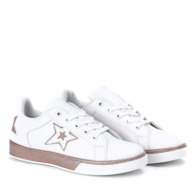 Biało - różowe tenisówki z gwiazdką Estrella - Obuwie