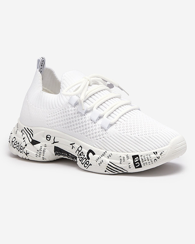 Bílá dámská slip-on sportovní obuv s nápisy Kejini - Obuv