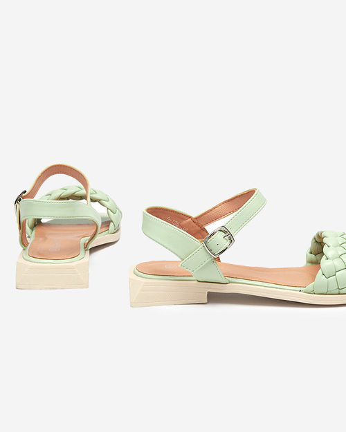 Босоніжки жіночі з плетеним поясом зеленого кольору Opahhi- Взуття