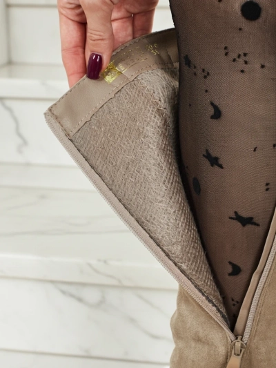 Dámské kozačky eko semišové na sloupku Niefio