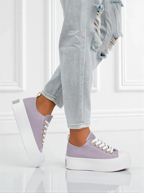 Фіолетові жіночі кеди Callista на платформі – літо/осінь, плоский каблук