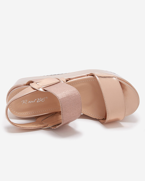 Рожево-золоті жіночі босоніжки з еко шкіри на платформі Kosall-Footwear