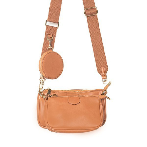 Жіноча сумочка з трьох частин коричневого кольору - Сумочки