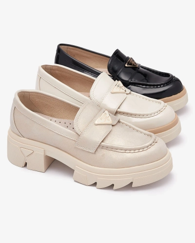 Жіночі золоті мокасини з декором Sarix - Взуття