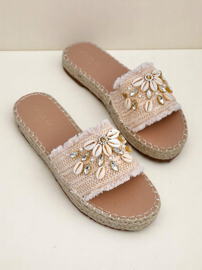 Aurelia Бежеві Жіночі Шльопанці Royalfashion з Мушлями та Плетінням