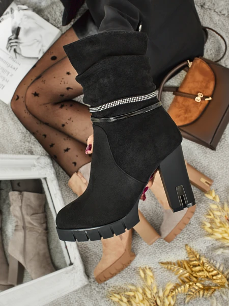 Dámské kotníkové boty eko semišové na sloupku BrambleDusk