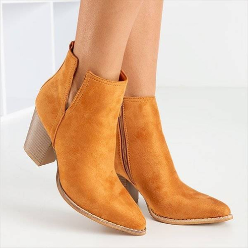 Світло-коричневі ботильйони на підборах Mevelyno - Взуття