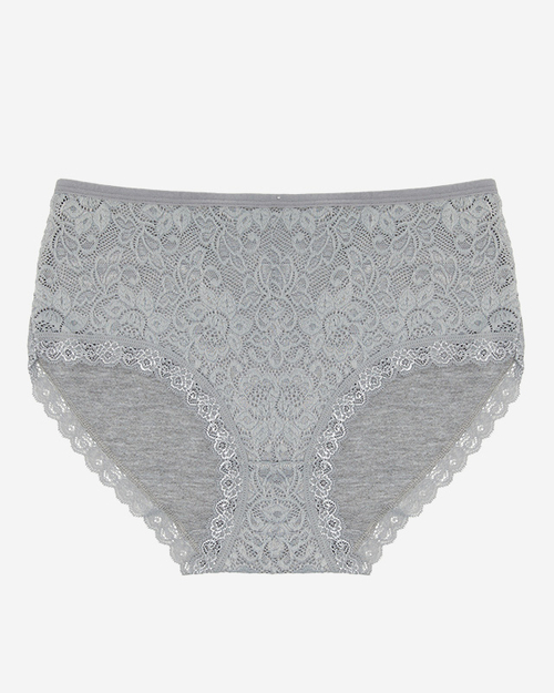 Сірі жіночі бавовняні трусики з мереживом PLUS SIZE - Білизна